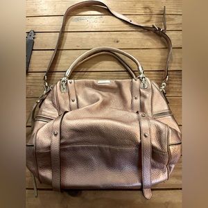 Metallic, rose gold Rebecca Minkoff satchel